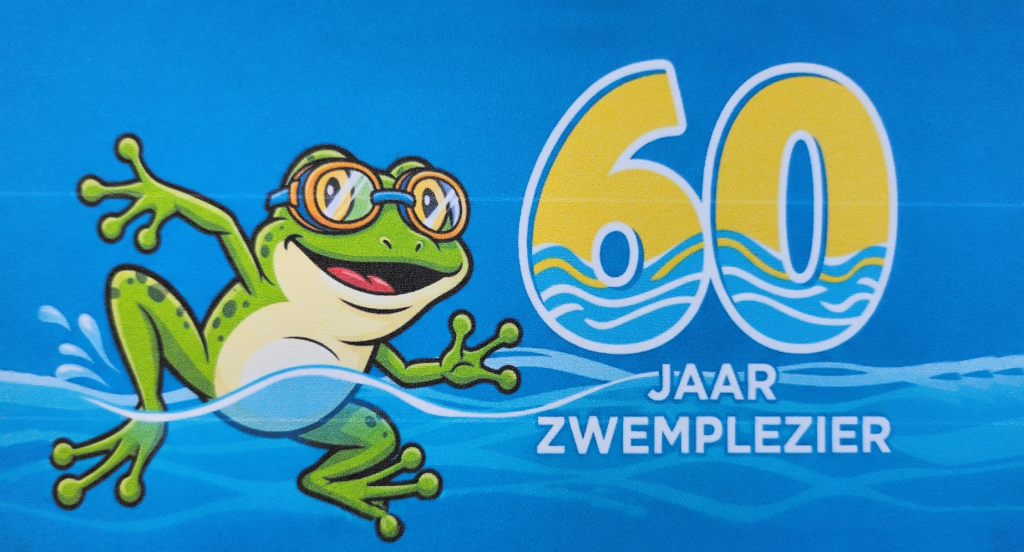 illustratie met kikker: 60 jaar zwemplezier